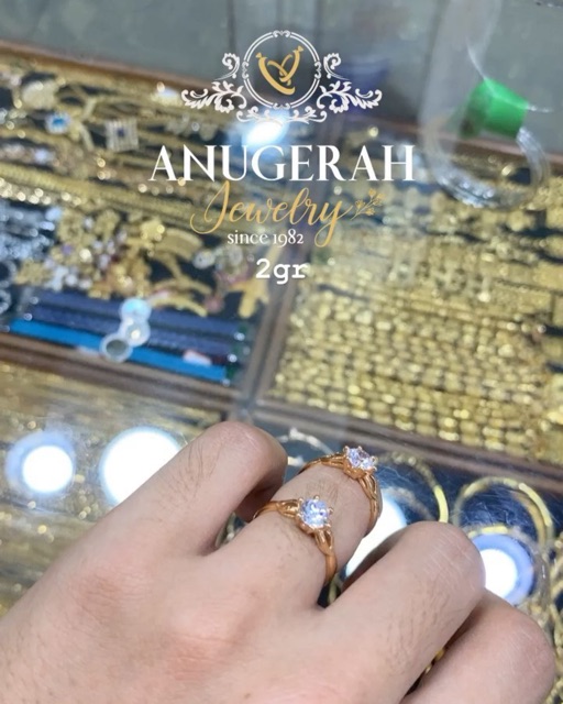 Perhiasan Cincin Mata Satu Emas Asli 700/16K