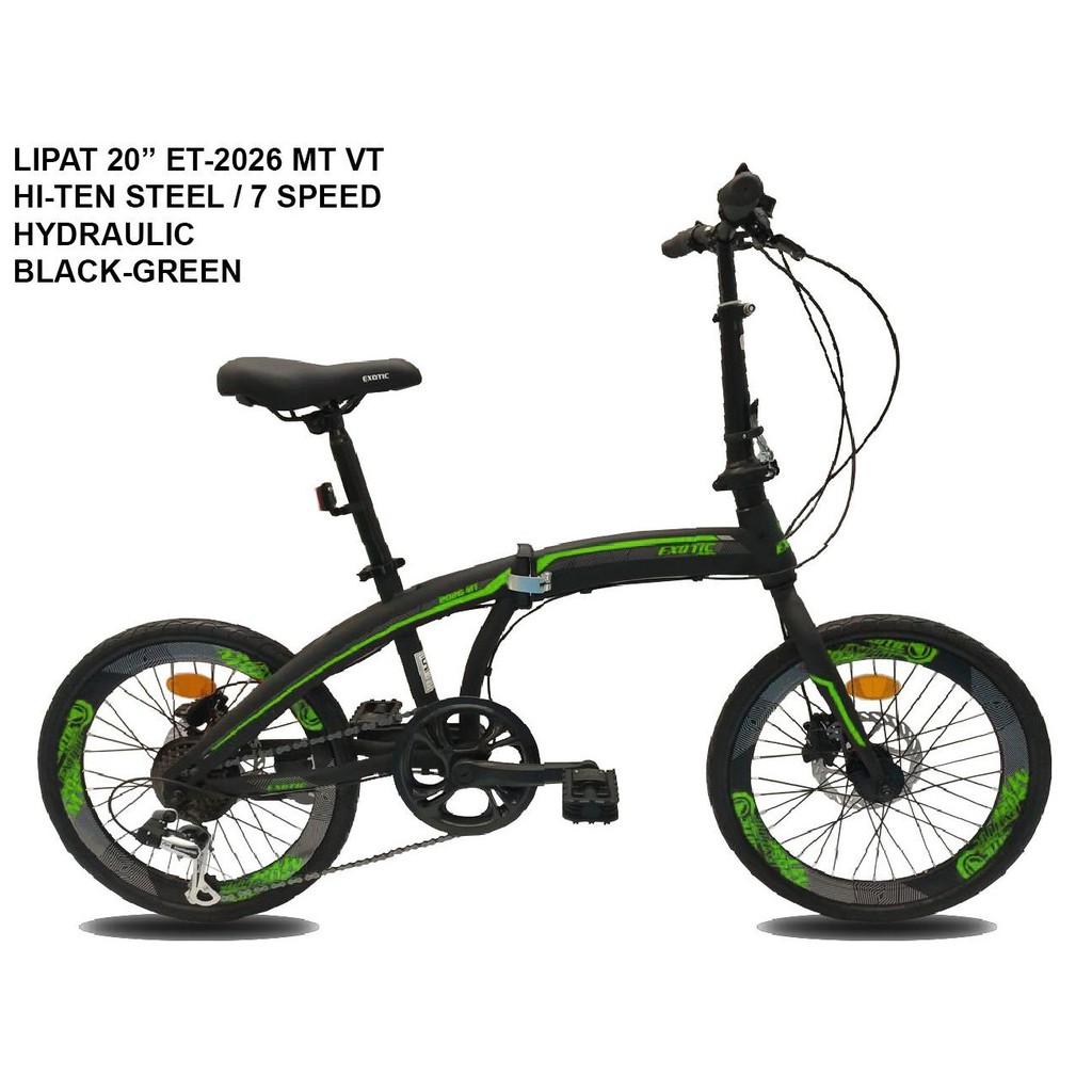 Sepeda Lipat Exotic ET-2026-MT-VT-HD Size 20" x 1.50" Steel 1x7Sp Hydraulic Disc Brake Pelek Tinggi