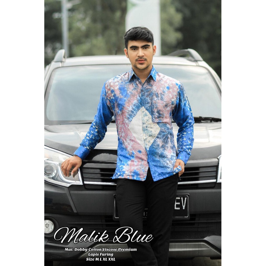 Batik Makassar Batik Lontara Batik Pria Batik Lanang Kode Malik Blue