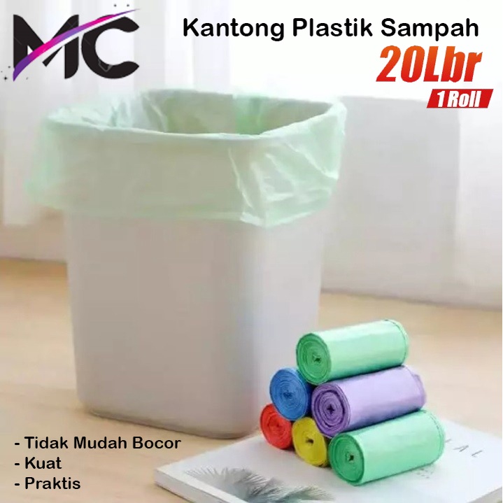 Kantong Plastik Sampah Rol Gulung Hitam Warna 20 pcs Praktis Aman Kuat Tidak Mudah Bocor Higienis