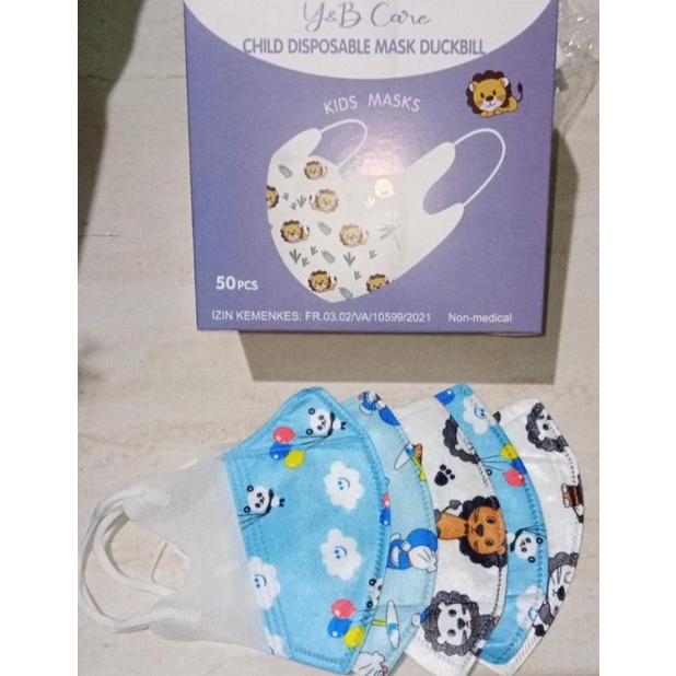 Masker Duckbill Y&amp;B care anak karakter isi 50pcs