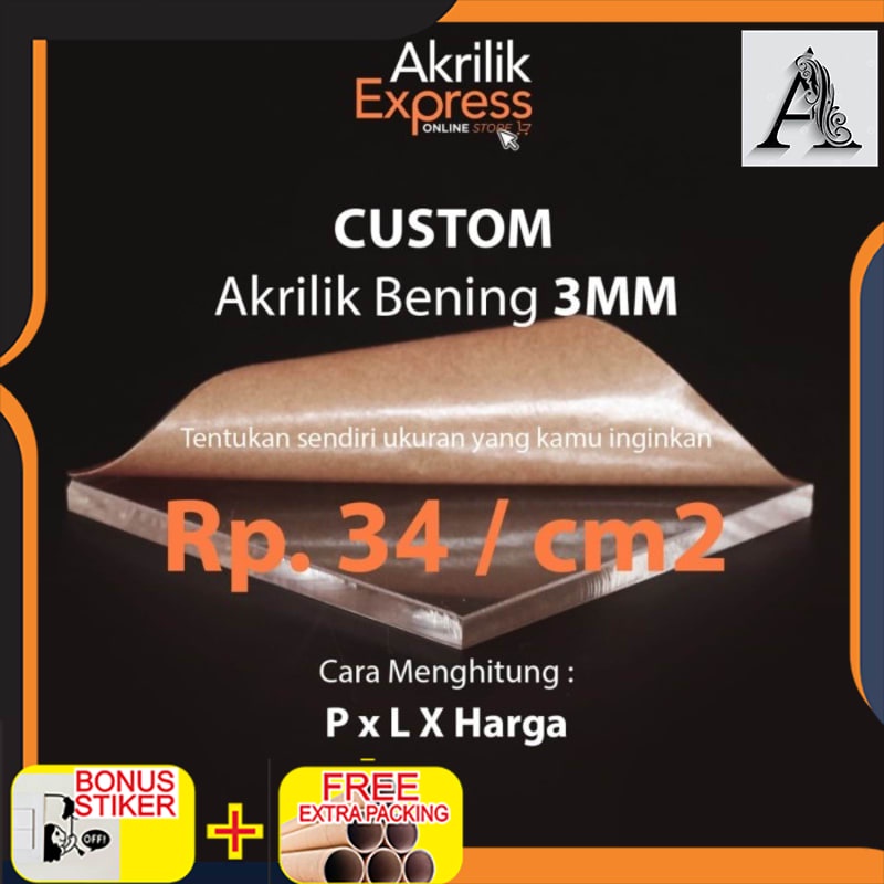 

Terlaris Custom acrylic potongan bening 3mm 122x1.5