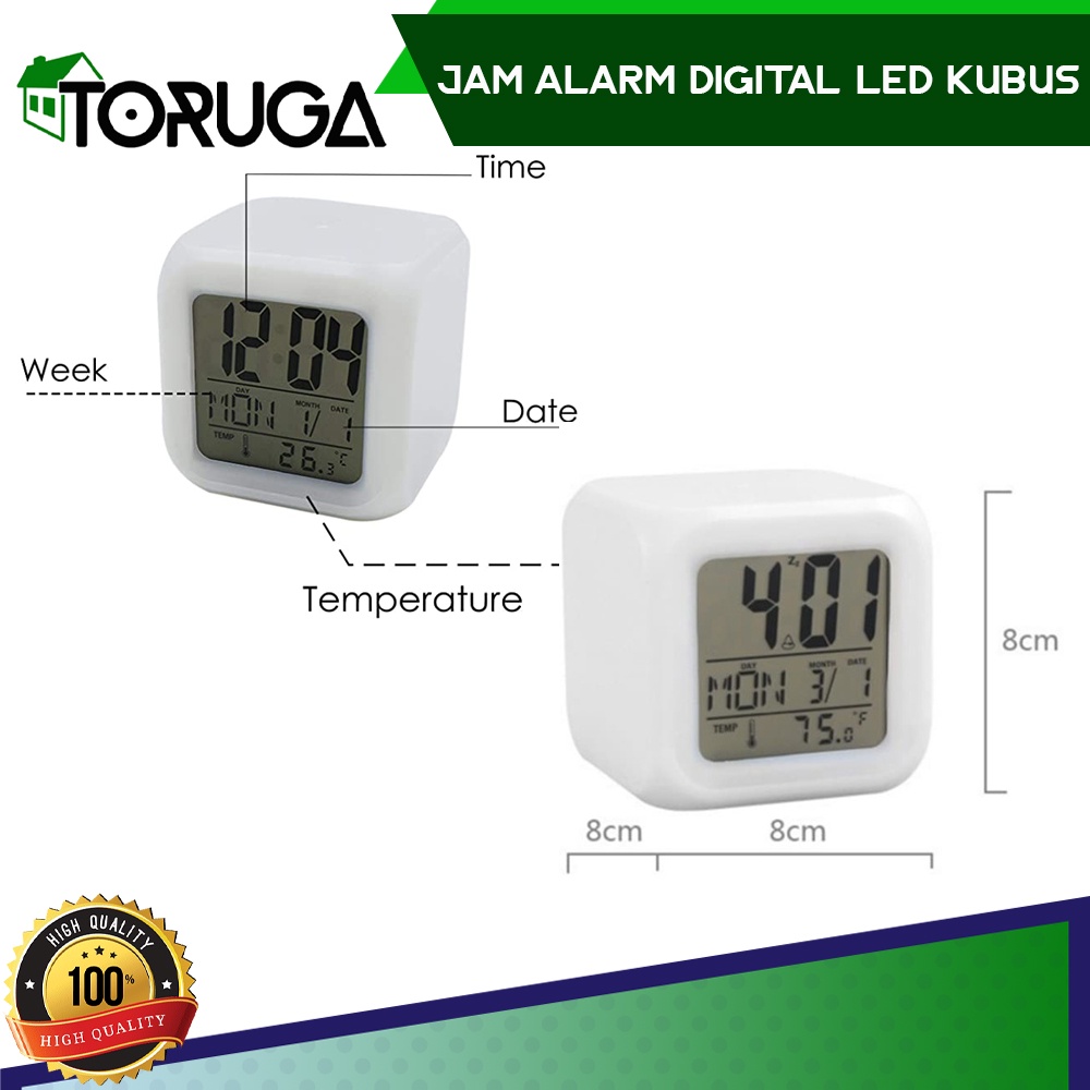 Jam LED Meja Kubus Digital Alarm Berubah 7 warna Moody Clock Glowing