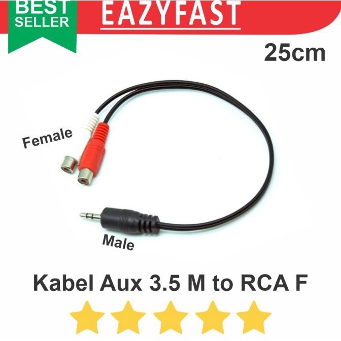 Kabel Jack Audio Aux 3.5mm Male to RCA Female Extender Extension Cable efst90 Segera Dapatkan