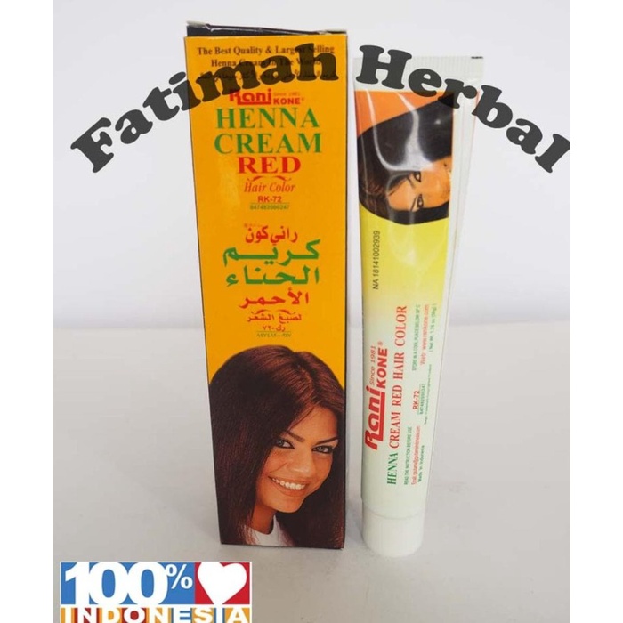 TERMURAH CAT RAMBUT HERBAL RANI-HENNA RAMBUT-RED CREAM-MERAH-HENA