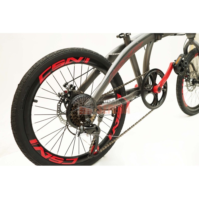 Khusus Gojek/Grab Instan Sepeda Lipat Trex Cassini 20 inch 7 speed SNI termurah COD kredit murah cakram rem mirip noris folding-4