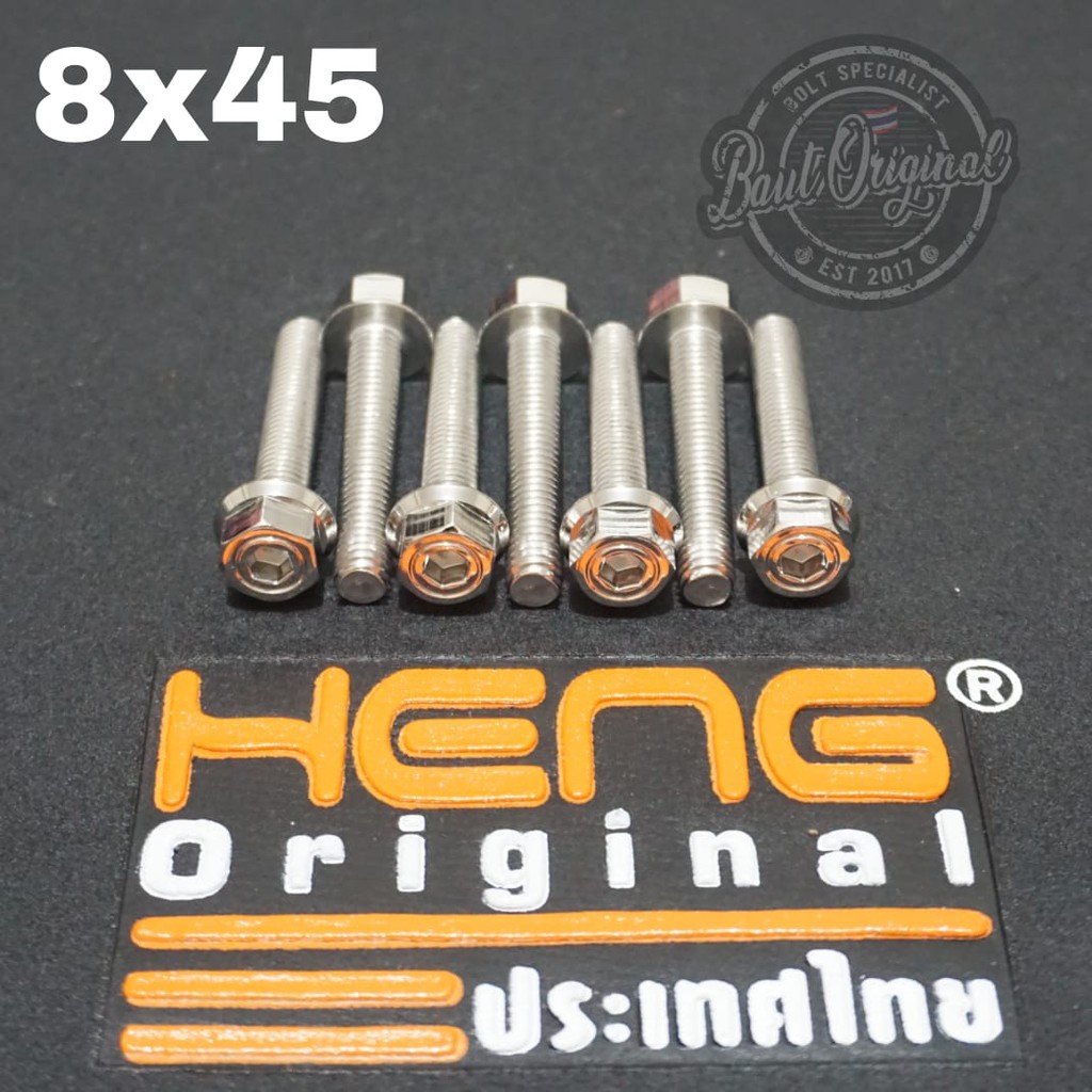 baut probolt 2kunci 2 kunci stainless 8x45 drat 12 panjang 4.5cm original heng thailand silver