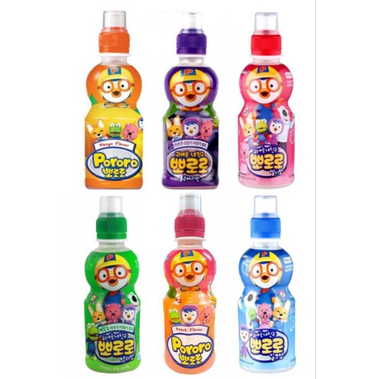 

PORORO minuman Strawberry apel peach Mango Blueberry Milk Botol unik 235ml