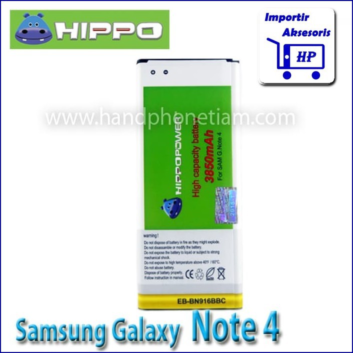 Baterai Hippo Samsung Galaxy NOTE 4 3850mAh Original BTR010
