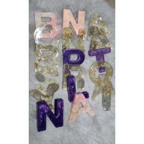 Ganci Resin, Gantungan Kunci, Huruf, Akrilik