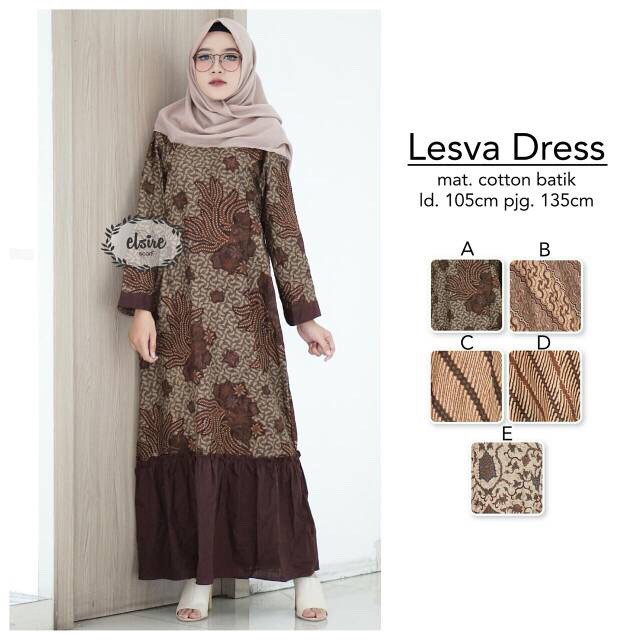 Lesva Elsire Gamis Sogan Premium Sarimbit Batik Modern Seragam Muslim