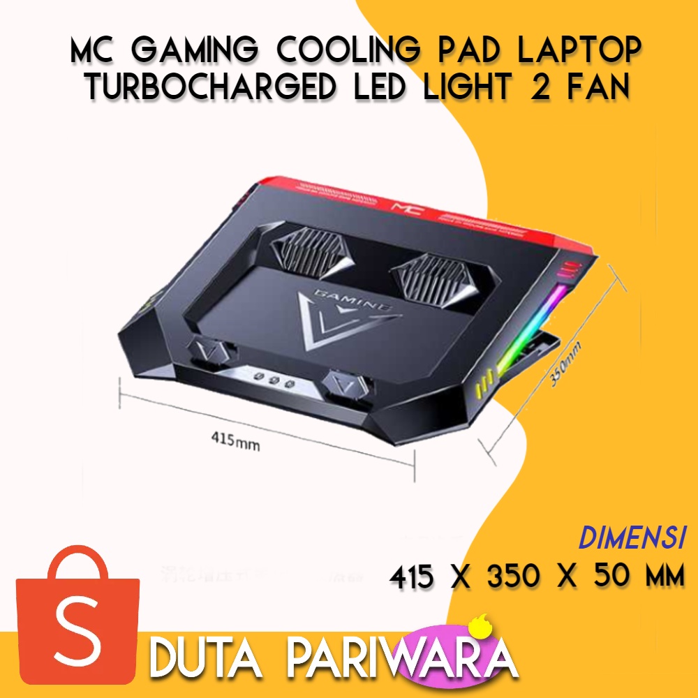 Cooling Pad Laptop MC Gaming Turbocharged LED Light 2 Fan
