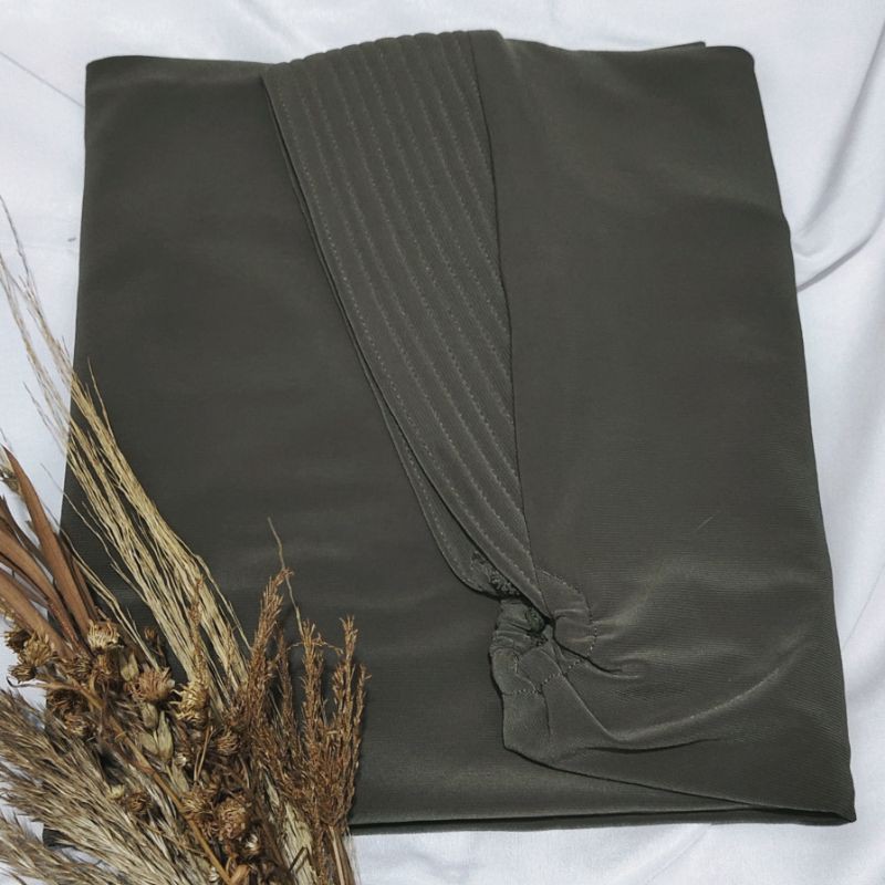 Jilbab Instan Jersey korea hijab jersey karet dagu By Miftah Collection Part 1-Sage green