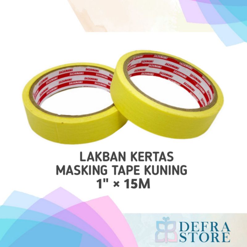 

LAKBAN KERTAS KUNING 1" X 15M (24MM) SAZANAMI MASKING TAPE KUNING