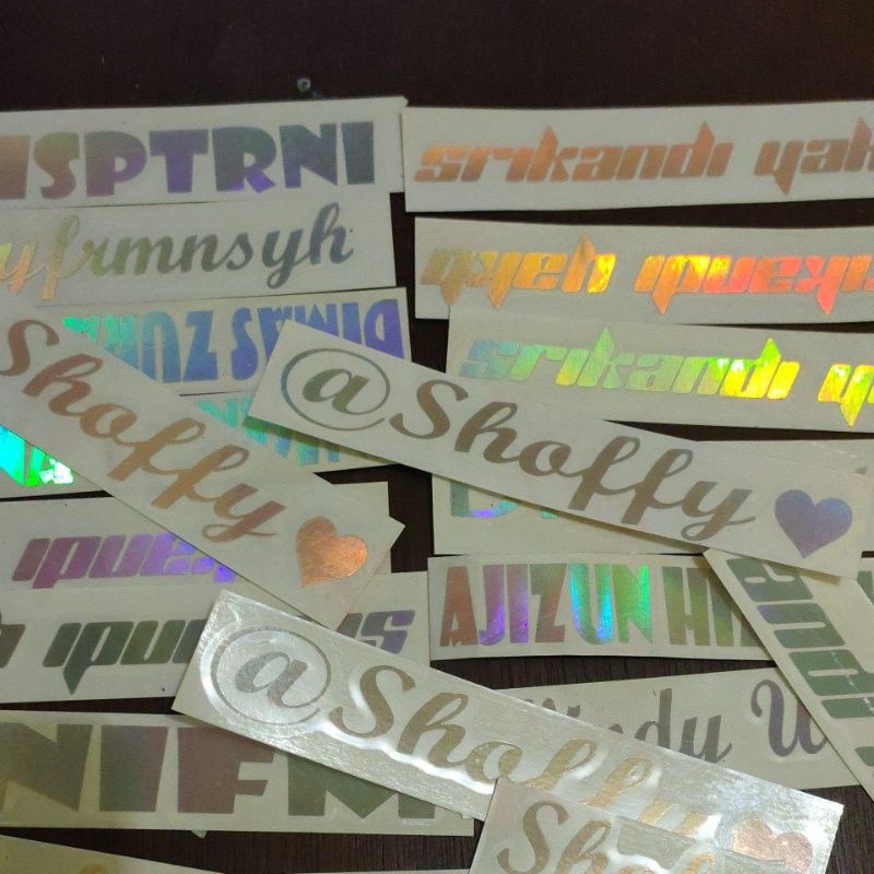 

cutting sticker custom nama bahan hologram