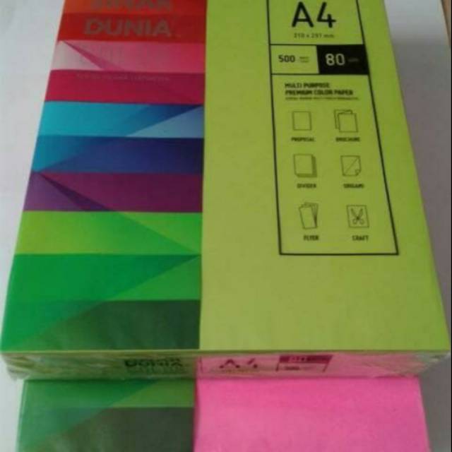 

SINAR DUNIA. KERTAS SPECTRA (KERTAS WARNA) A4 80gsm.