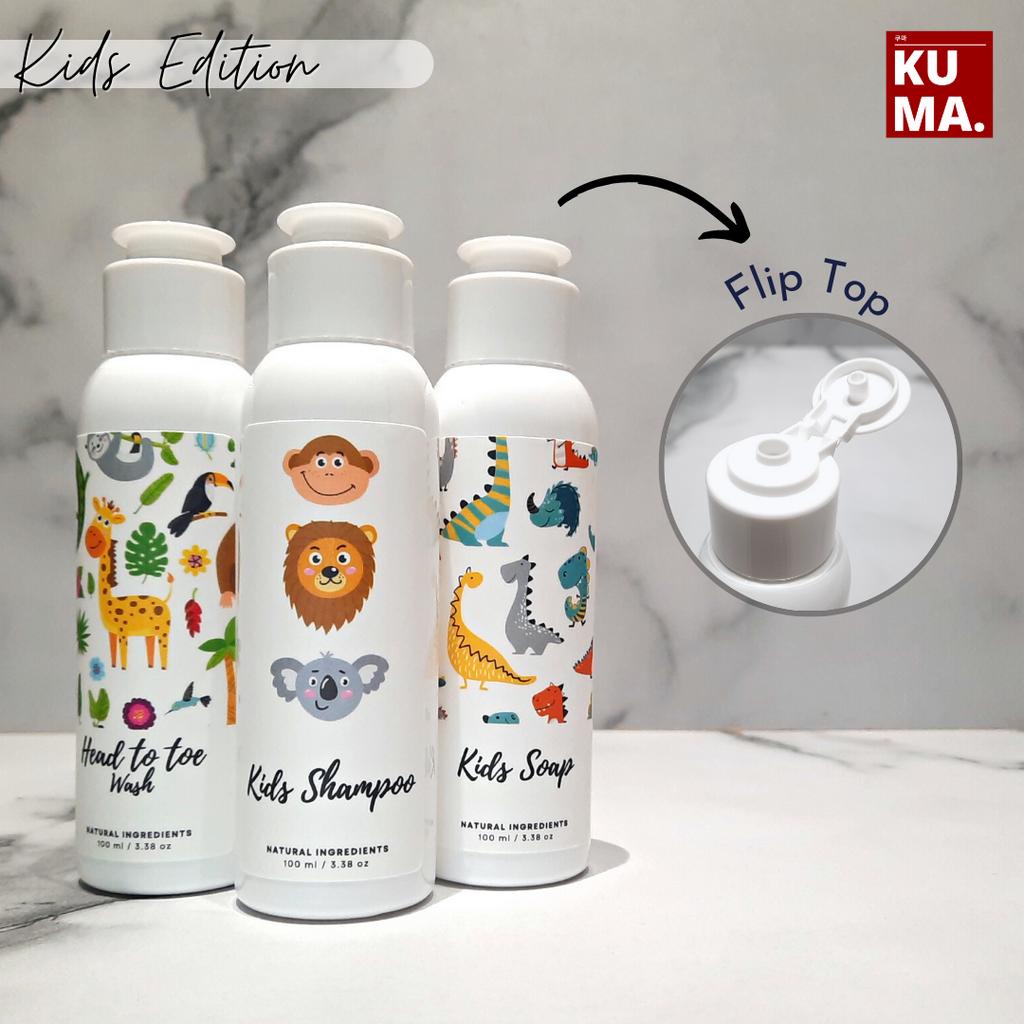 KUMA Botol Sabun Refill Anak Lucu Aesthetic 500ml Kids Soap Refillable Bottle Kids Body Wash Shampoo Head to Toe