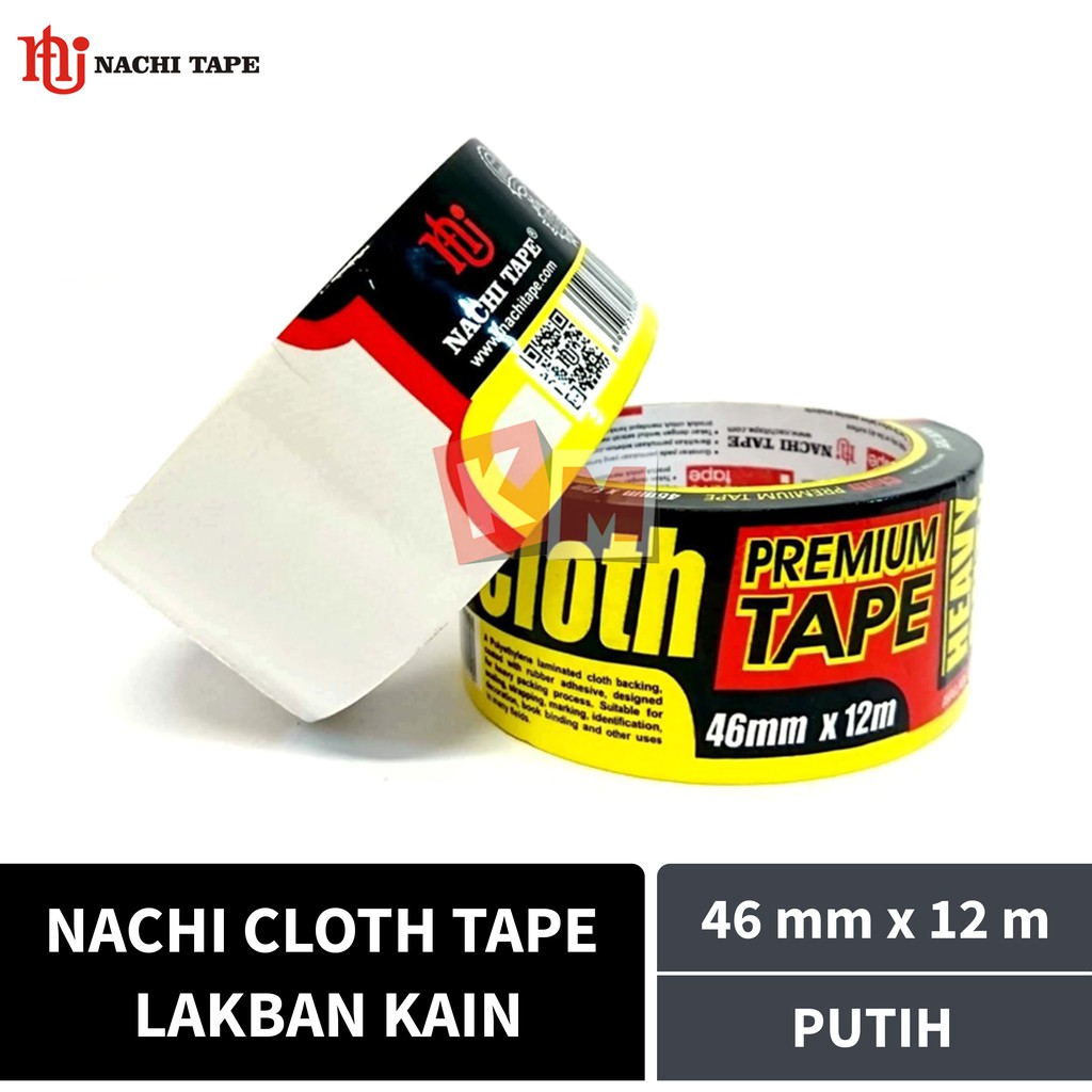 Lakban Kain Putih Nachi Cloth Tape 46 mm / 2 Inch x 12 meter / 46mm