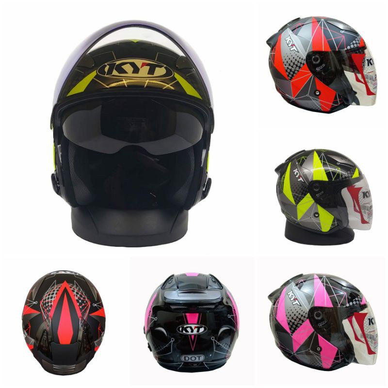 Helm Half Face Double Visor Kyt Galaxy Slide Motif Seri 6