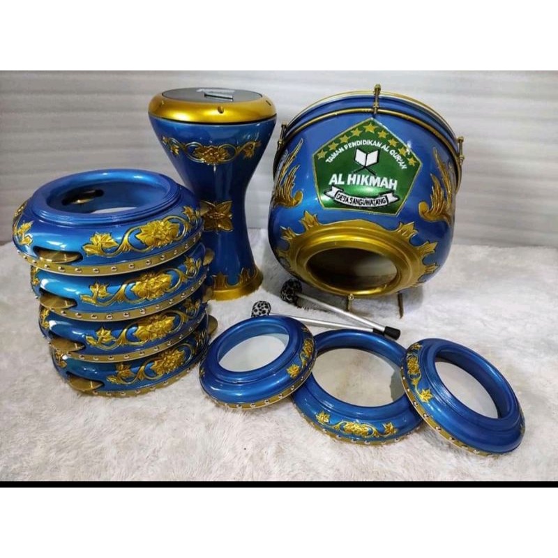 Rebana Hadroh Ukir Fullset Kayu Mahoni Kualitas Terbaik