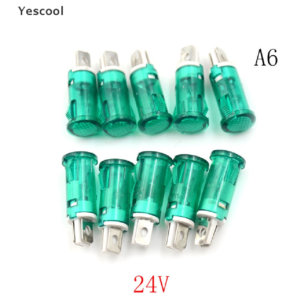 Yescool 10PCS Lampu Indikator Sinyal LED 10mm 12V 24V 220V Warna Merah Hijau Kuning