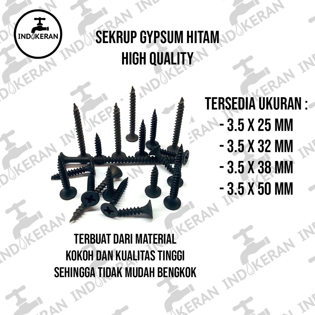 INDOKERAN - Sekrup Gypsum Hitam - High Quality