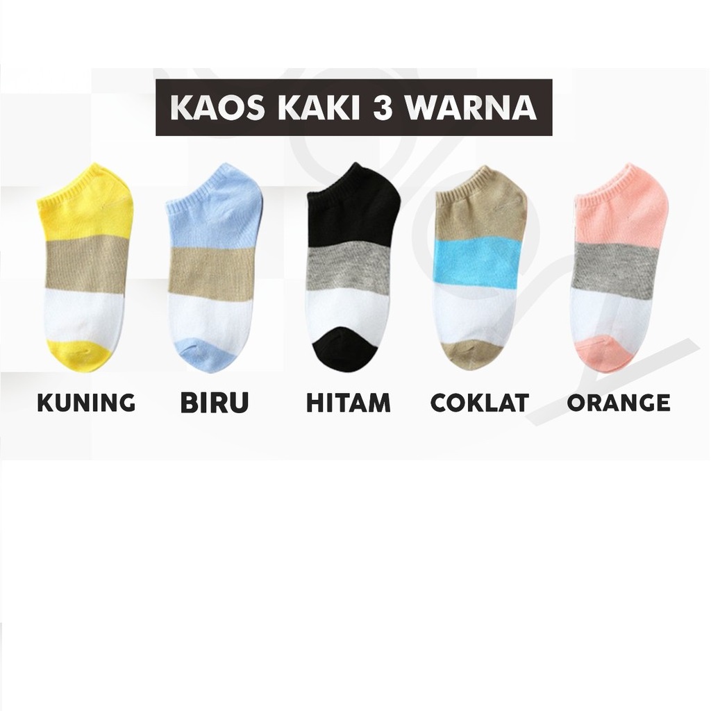 FYGALERYJAKARTA Kaos Kaki Ankle Polos Wanita KaosKaki Pendek Korea Murah Short Socks-3 Warna