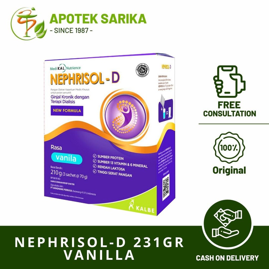 

Nephrisol-D 210 GR / Susu Nutrisi Pasien Gagal Ginjal Hemodialisa Cuci Darah