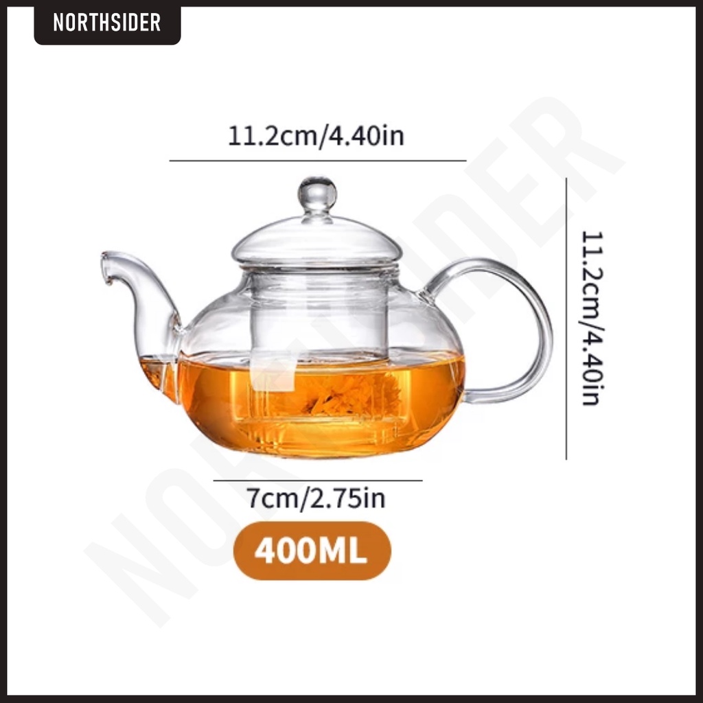 TEA POT GLASS INFUSER 400ML | TEKO TEH SARINGAN KACA - HY400