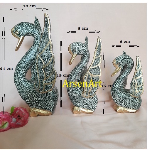 Pajangan Angsa Kayu Cantik dan Unik Hiasan Kamar 1 Set ( 3 Pcs)