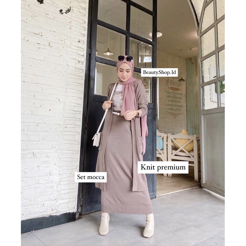 ONE SET RAJUT TURKI  (CARDIGAN + ROK) / KNIT SET / TERMURAH / SET CARDIGAN KNIT TARRA PREMIUM C1