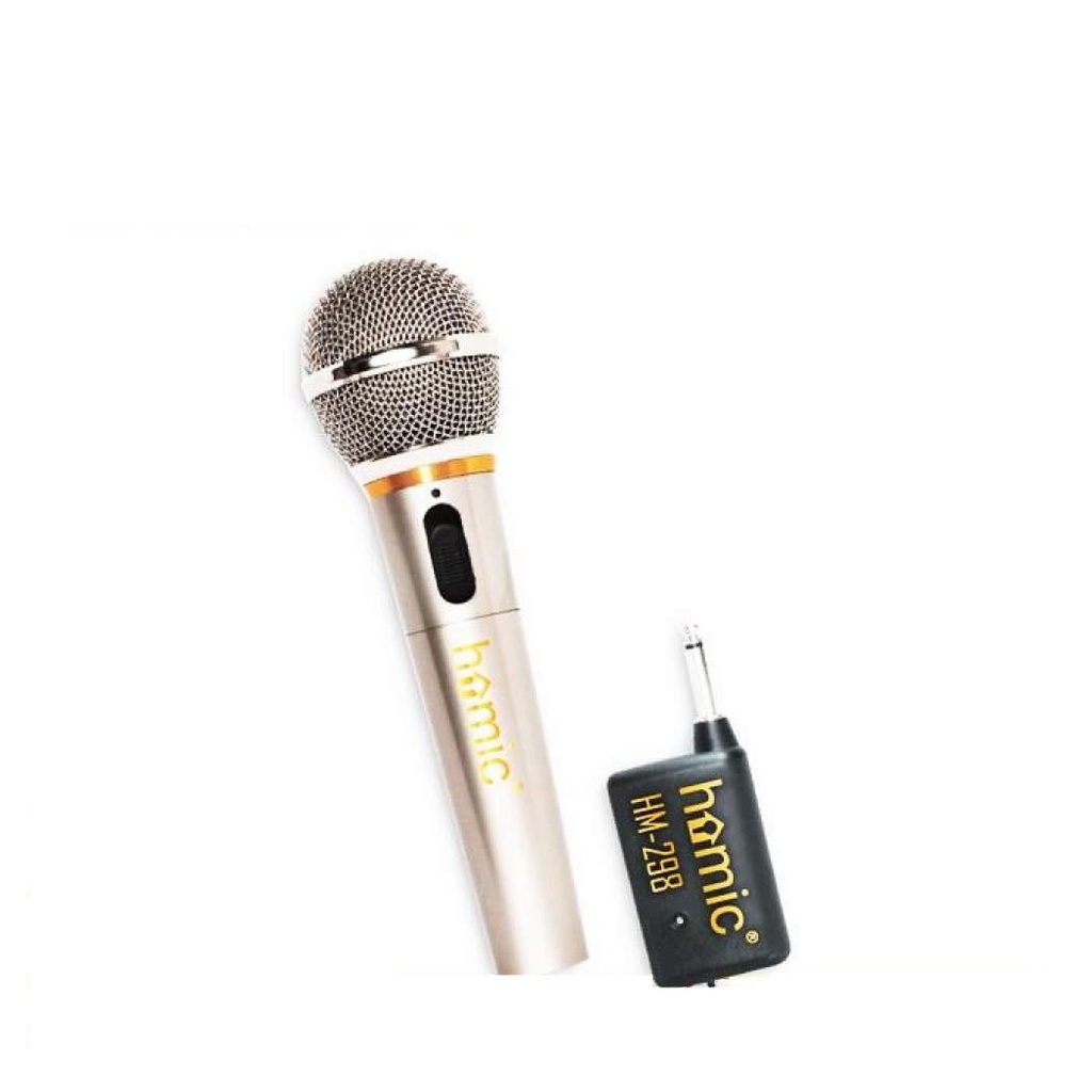 Homic HM-298 Mic Wireless 2in1 Microphone Karaoke Tanpa Kabel Original