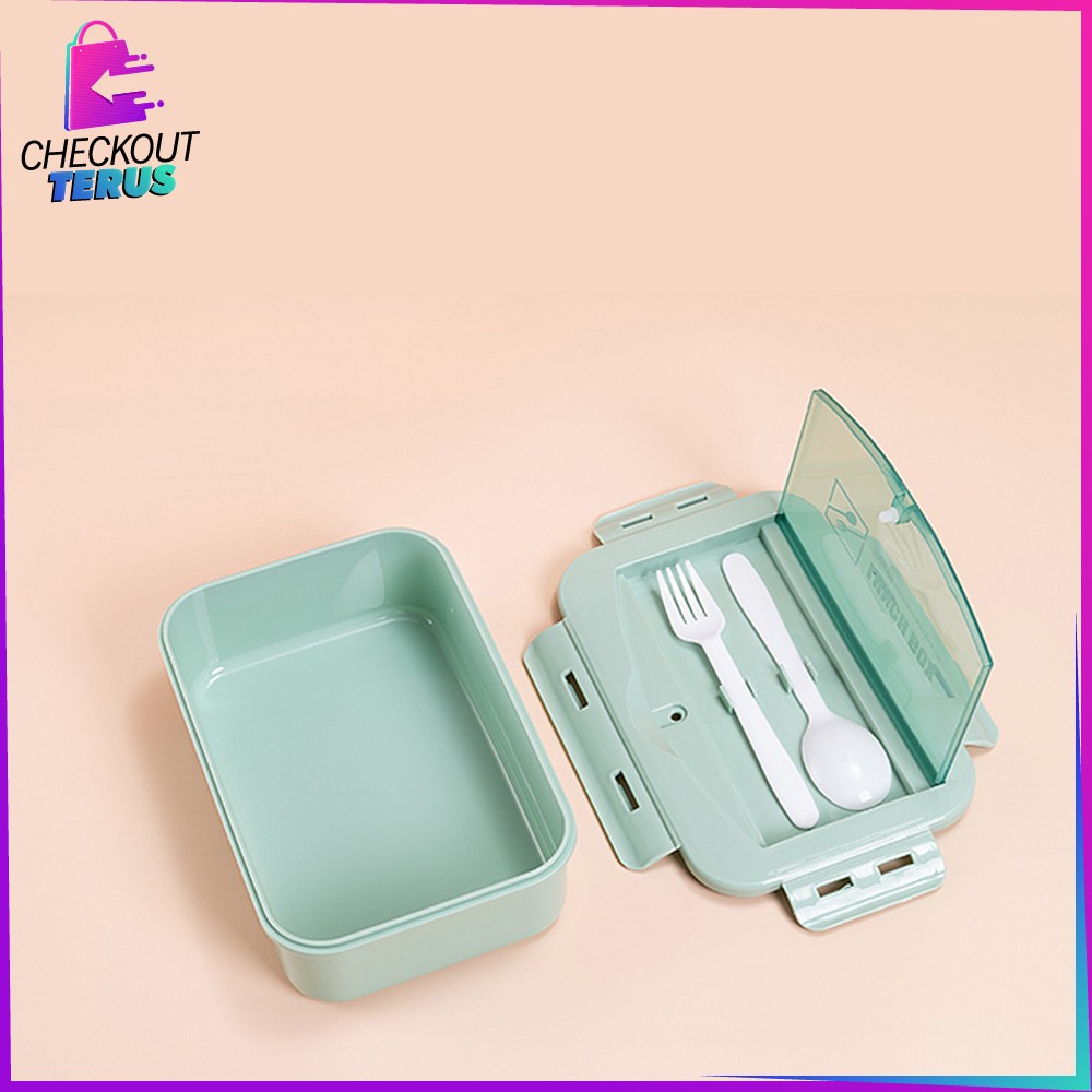 CT C450 Tempat Makan Dengan Sendok Food Grade Lunch Box Set Kotak Bekal Makanan Bento Box Portable