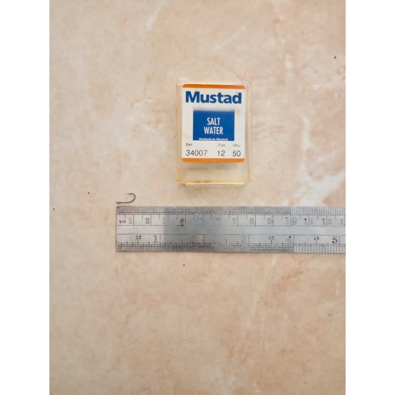 Mustad Hooks Mata Pancing/Kail Size 12 Tipe/Ref 34007 QTY.50pcs Asli Stainless Steel Made in Norway