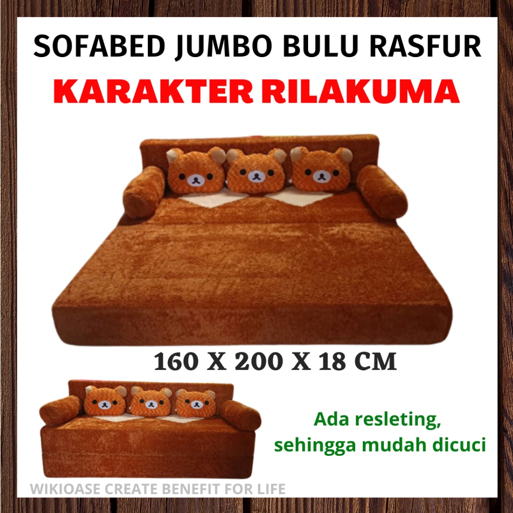 Kasur Anak Karakter Rilakuma Kasur Sofabed Bulu Rasfur Busa  Lipat Jumbo