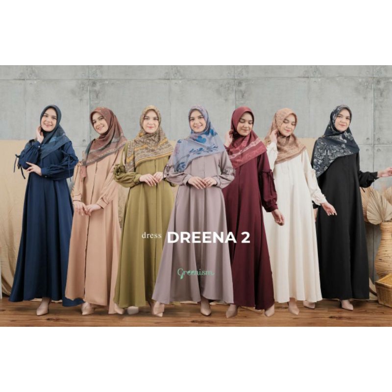 Gamis Greenism - Dreena Dress Seri 2 Gamis Polos
