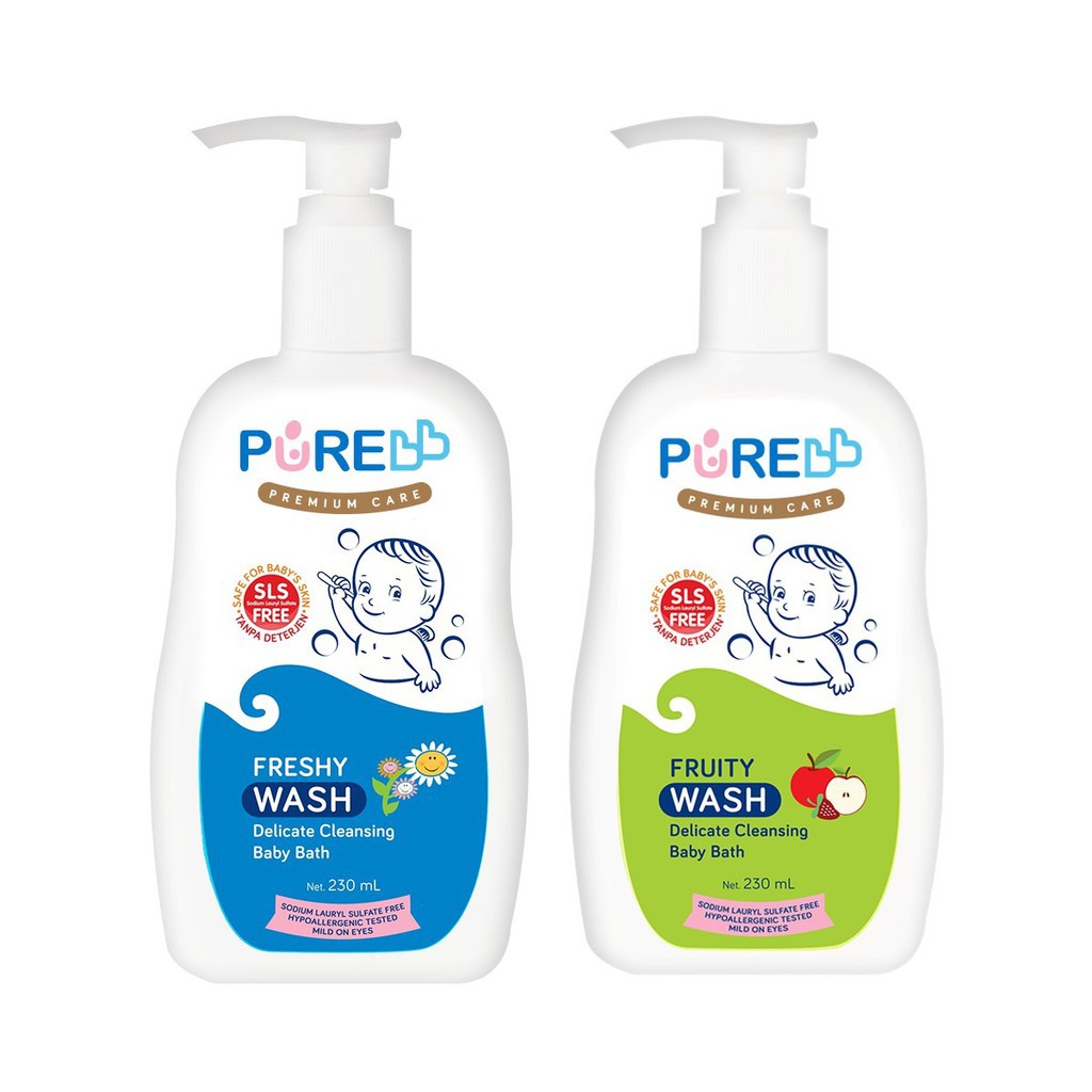 PURE BABY / BB WASH 230ml - Sabun Mandi Cair Bayi / Anak 230 ml / 2 IN 1