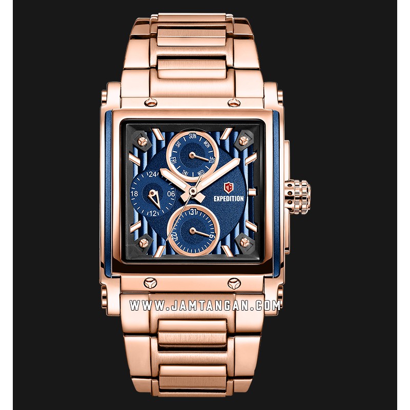 Expedition E 6731 BF BRGBU Ladies Navy Dial Rose Gold Stainless Steel Strap