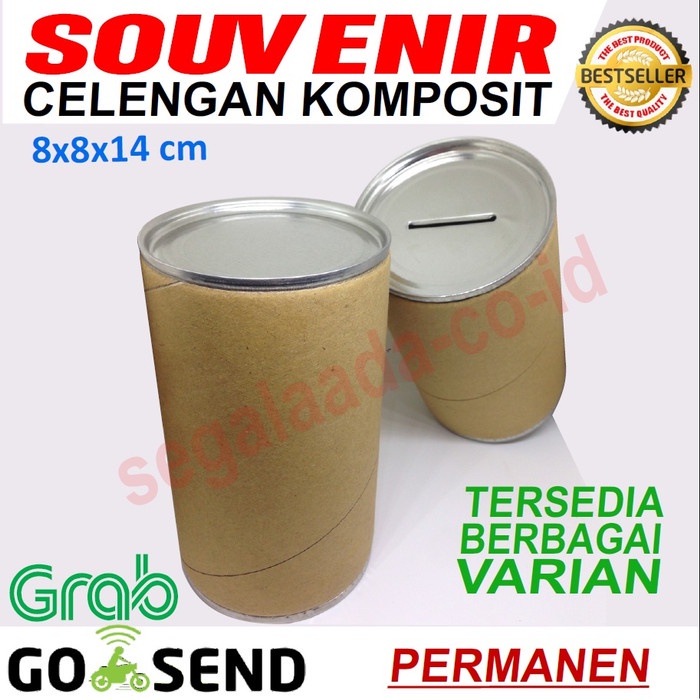 CELENGAN- SOUVENIR CELENGAN KALENG KOMPOSIT / PAPERTUBE POLOS PERMANEN - PERMANEN -CELENGAN.