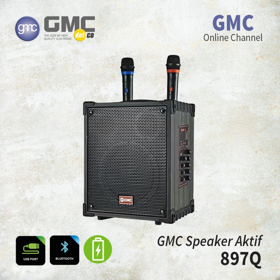 Speaker Portable GMC 899Q 8inch Bluetooth Karaoke 2 Mic Wireless High Power 175watt Terbaru