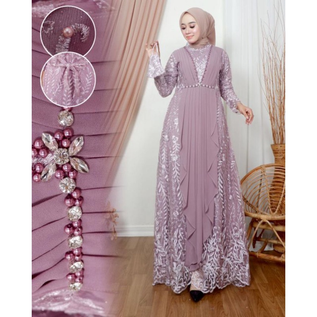 Permata Olshop / Kebaya Gamis Viara NK / Gamis Kebaya Pesta / Gamis Modern / Kebaya Kondangan / Gamis Bridesmaid