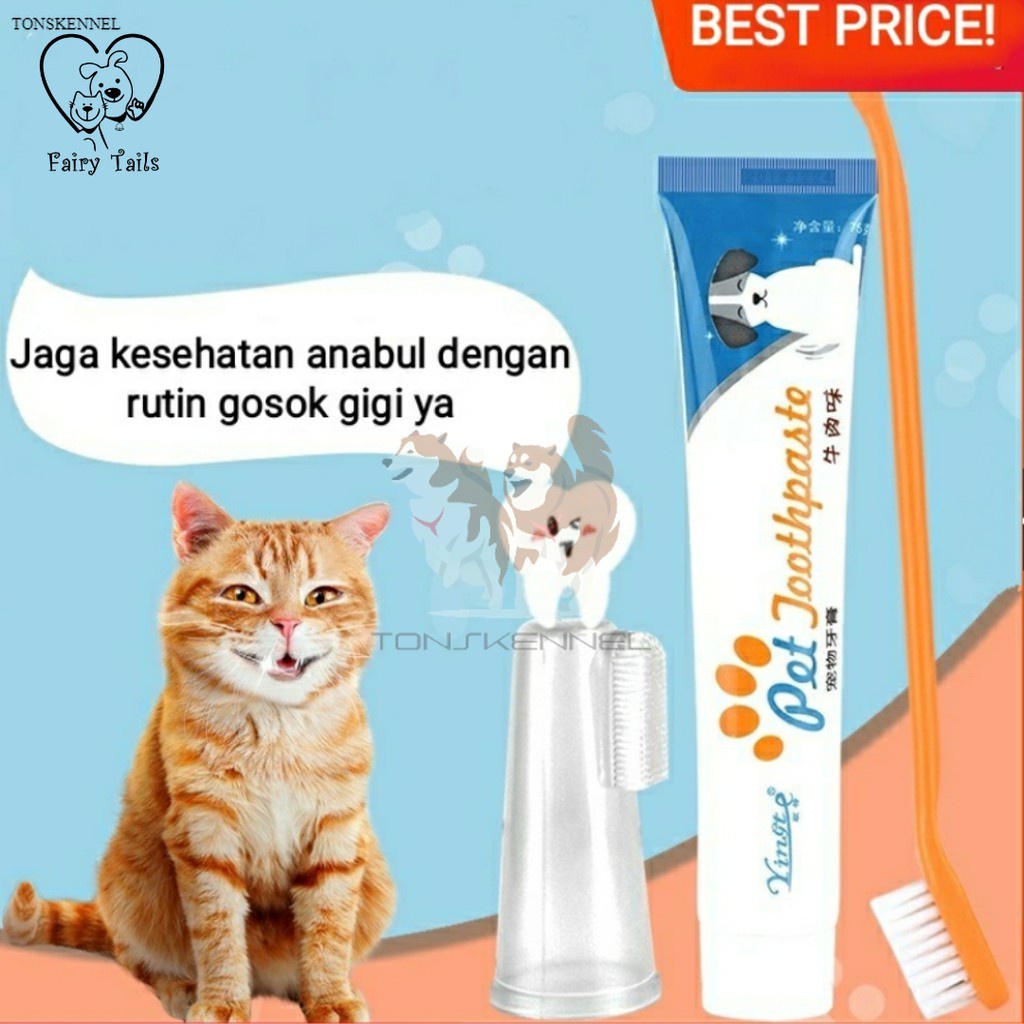 Pasta Gigi Odol Untuk Anjing dan Kucing Anabul Dengan Pilihan Sikat Gigi / Toothbrush Toothpaste Set For Pets