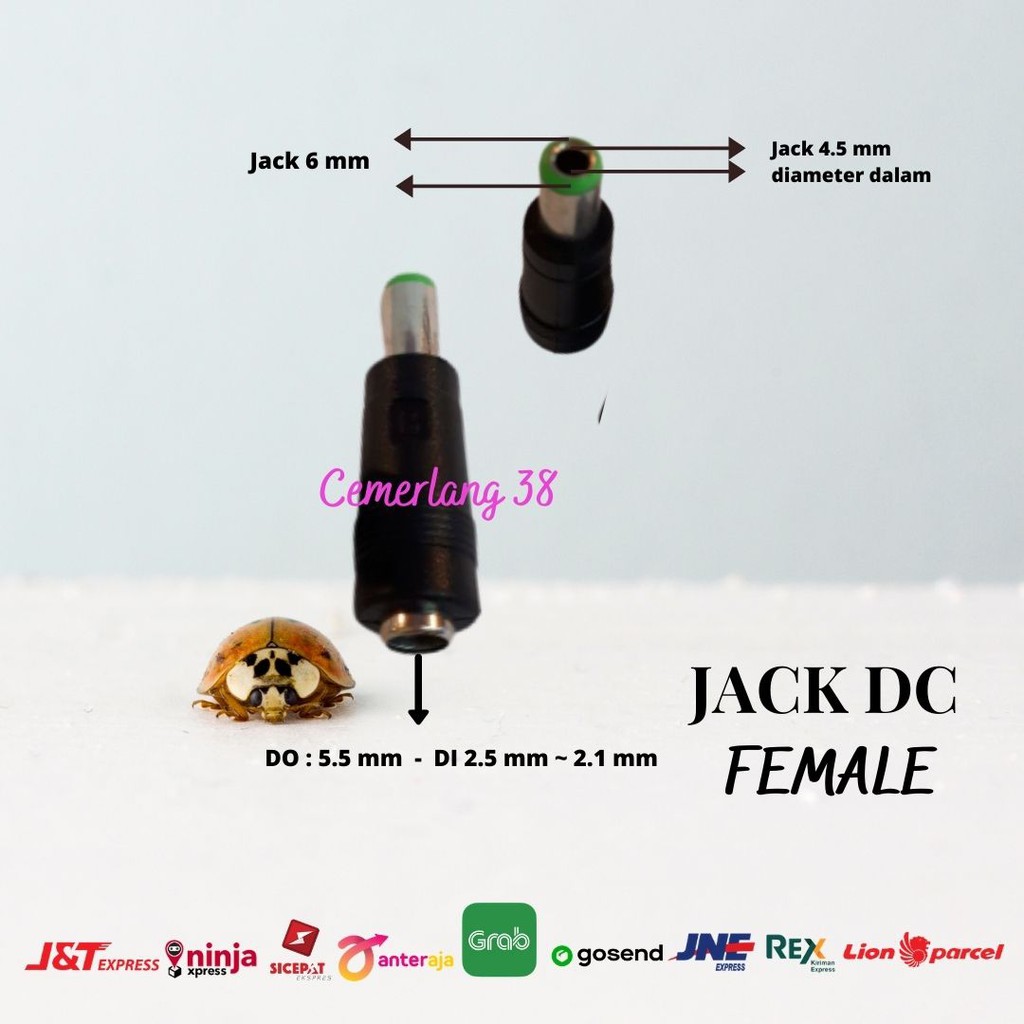 6.0mm * 4.5mm Sambungan Jack DC / Female to Male Over Connector Jack DC 6,0 mm x 4,5 mm