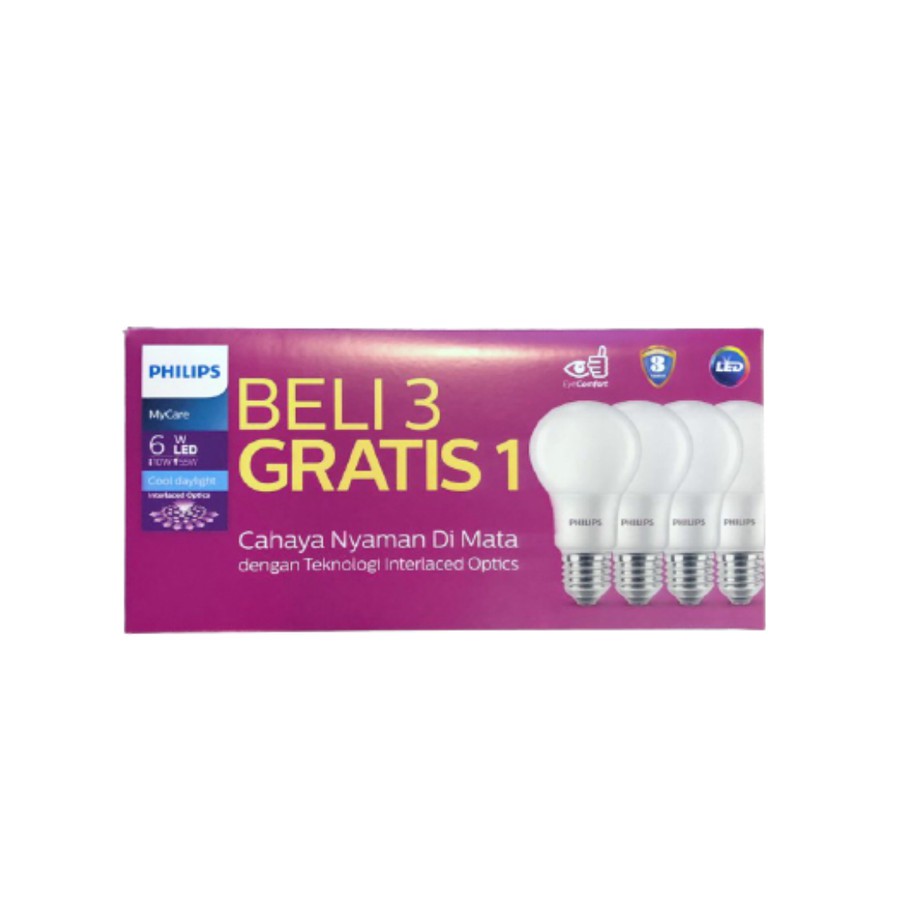 LAMPU PHILIPS LED BULB PAKET 6 WATT LAMPU PAKET HEMAT 6 WATT PHILIPS