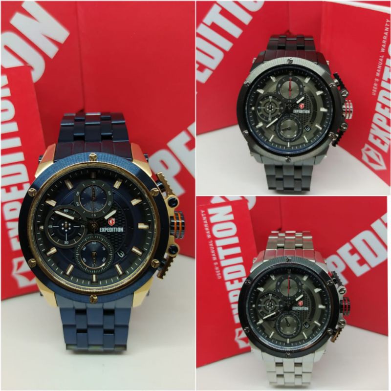 Jam Tangan Pria Sport Expedition 6748 E6748 EXP6748 Tali Besi / Stainless steel