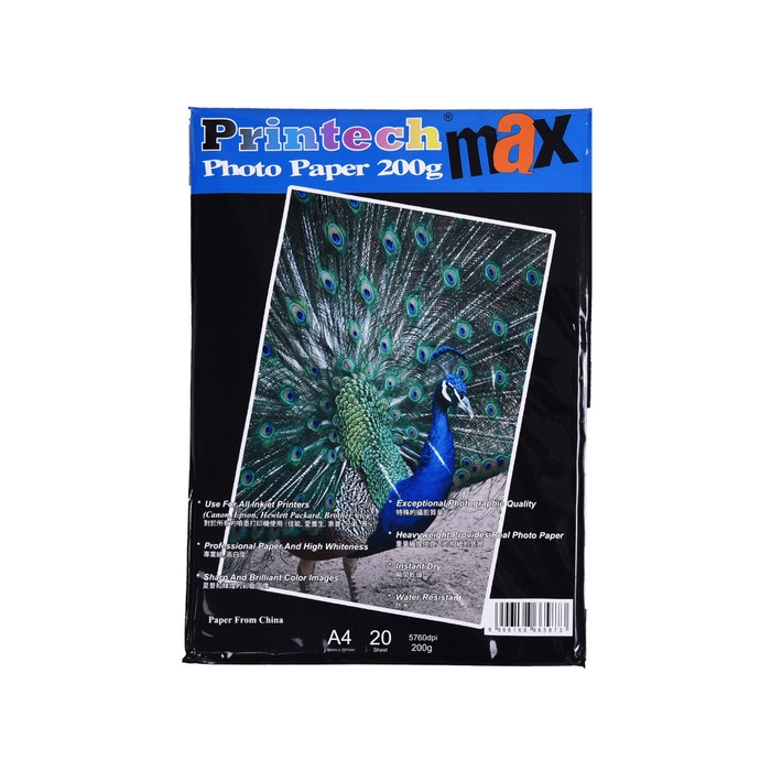 

Senikertas- Kertas Foto / Photo Paper Printech Glossy Max A4 200G - 02002 -Kertas-Seni.