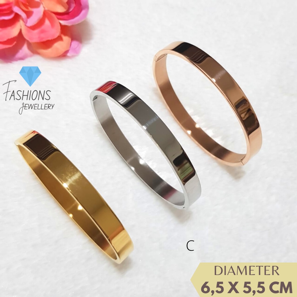 Gelang tangan bangle polos titanium premium