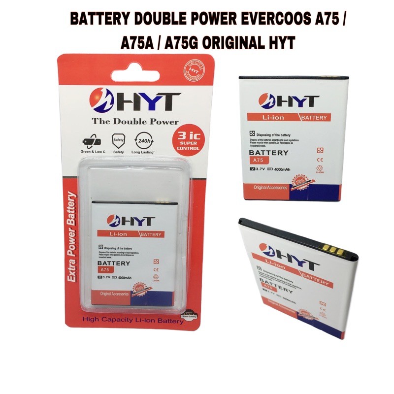 BATTERY DOUBLE POWER EVERCOSS A75 ORIGINAL HYT