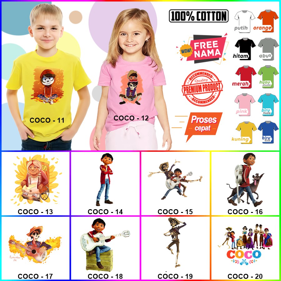 Baju Kaos ANAK DAN DEWASA COCO COUPLE (FREE NAMA)