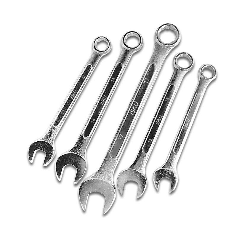 ISKU Kunci Ring Pas Set Kunci Kombinasi Spanner 8-24mm 11Pcs Chrome Vanadium Mirror Polished Kunci Pas Alat Professional Kunci Ring Pas Bisa COD